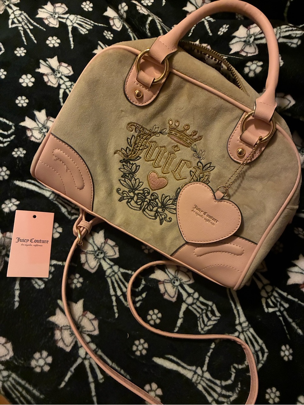 Juicy Couture Pink and Beige ‘Cafe’ Heritage Bowler Bag